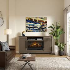 Blaine 65in Light Brown Birch Fireplace