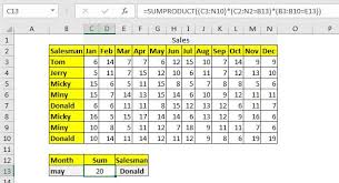 to sum by matching row and column in excel