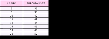 size guide eu to us up to