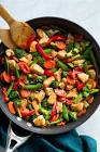 chicken and red vegetable stir fry