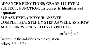 Solved Advanced Functions Grade 12