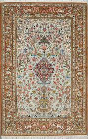 green isfahan hand knotted persian rug