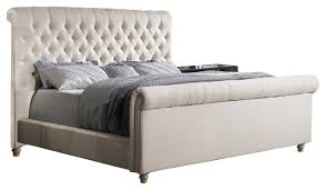 upholstered queen sleigh bed frame