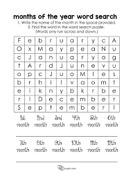 Months Of The Year Word Search Puzzle English Unite