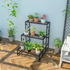 Iron Metal Plant Pot Stand Garden Shelf
