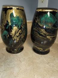 Gold Acrylic Paint Poured Vases