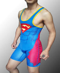 Details About Man Blue Superman Wrestling Singlet Weightlifting Suit Gym Custom Tight Bodywear