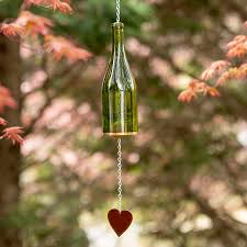 Upcycled Wine Bottle Heart Chime Wind