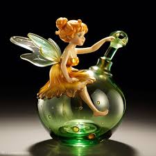 Fairy Sitting On A Green Vase Generative Ai
