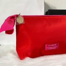 clarins red big pouch women s fashion
