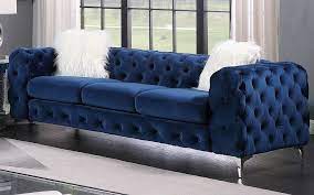 Royce Navy Blue Velvet Sofa
