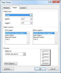 paper size in microsoft word