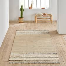 chali striped fringed flat woven jute