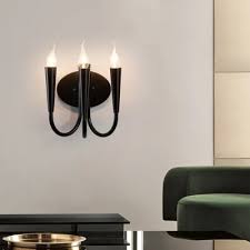 Rustic 3 Light Wall Candle Sconce Black