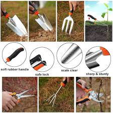 10 Piece Stainless Steel Heavy Duty Gardening Tool Set With Soft Rubber Anti Slip Ergonomic Handle Garden Tool Set