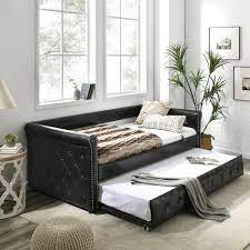 Twin Size Daybed With Trundle Pu