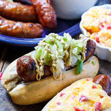 grilled brats with southern toppings