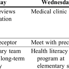 Example Of Students Weekly Schedule Of Practice Experience