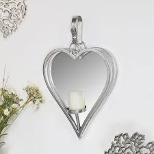 large silver hanging heart mirror