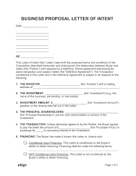 free business proposal letter of intent