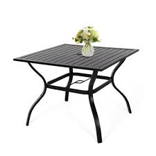 Black Metal 28 In Outdoor Dining Table