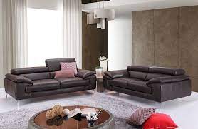 A973 Coffee Italian Leather Living Room