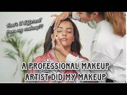a professional makeup artist doing my
