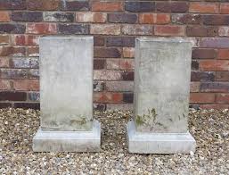 pair of garden cast stone slim plinths