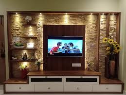 brown wooden tv wall unit for living
