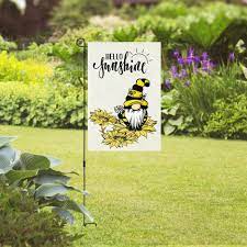 welcome summer garden flag gnome bees