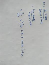 Molarity (m) is defined as moles of solute per liter of solution. A Solution Is Prepared By Dissolving 4g Of Naoh To Give 500 Ml Of Calculate The Molarity Of Solution Brainly In