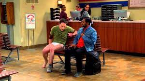 The Big Bang Theory (Season 8): Sheldon half naked with no pants - YouTube