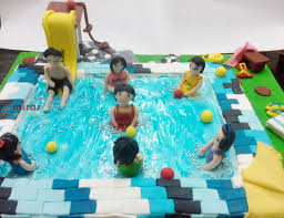 swimming pool themed cakes
