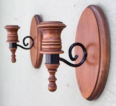 Wall Candle Sconce Set Of 2 Wood And