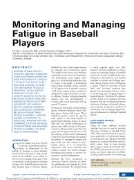 Pdf Monitoring And Managing Fatigue In Baseball Players