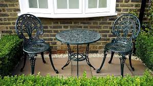 three piece black metal patio table