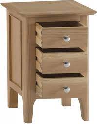 appleby oak 3 drawer narrow bedside