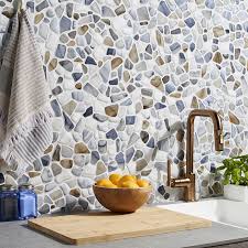 Tilebar Riverglass Beige Frosted Glass Mosaic Tile Beige Cream Backsplash Wall And Floor