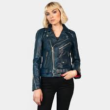 Commando Midnight Blue Leather Jacket With Nickel Hardware Original Fit Size Xs