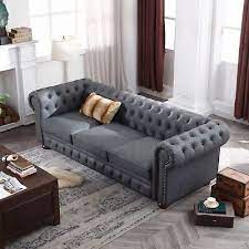 Chesterfield 3 Seater Faux Leather Sofa