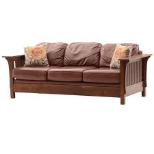 Crafts Style Oak And Leather Sofa