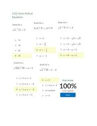 5 02 Solve Radical Equations Quiz Docx