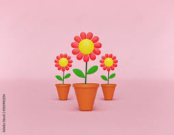 Cartoon Style Flower Pots Isolated On