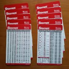 10 Pack Starrett Machinist Pocket Charts Decimal Metric Cards Tap Drill Sizes Ebay