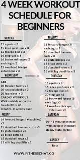 4 Week Workout Schedule For Beginners