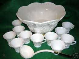Harvest G Milk Glass Punch Bowl Set