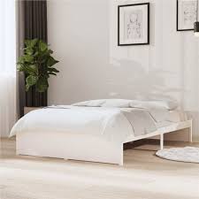 Bed Frame White Solid Wood 120x190 Cm