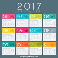 Colored 2017 Calendar Template Vector Free Download