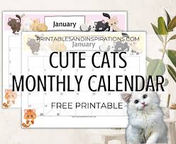 2024 cute cats free printable monthly