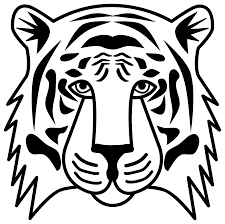 tiger face black and white clipart